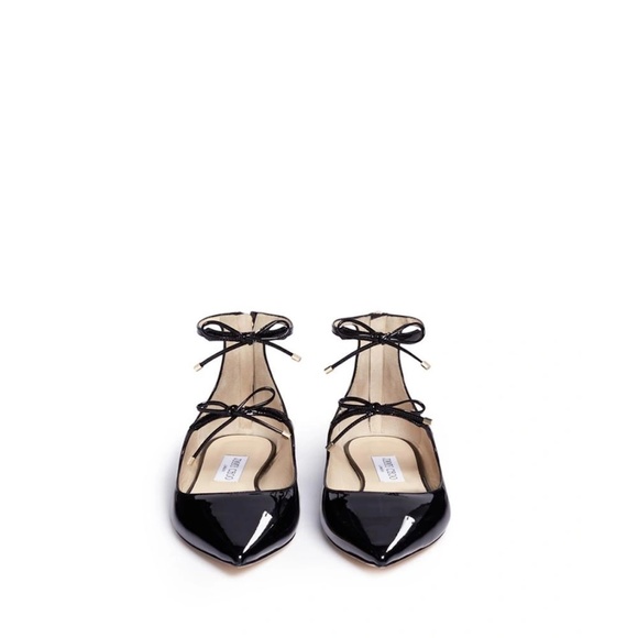 Jimmy Choo⎜Sage Double Bow Patent Leather Flats⎜Black - Picture 15 of 16